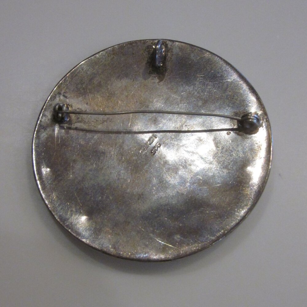 Sterling Silver & Turquoise Sun Pendant Brooch Vintage - Picture 2 of 4